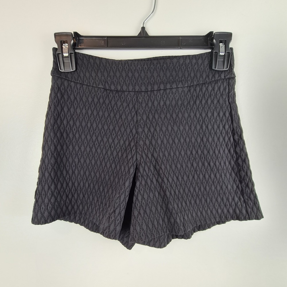 Margaret M Black Diamond Pattern High Waist Slimming Shorts‎ Size XS Mini 3"